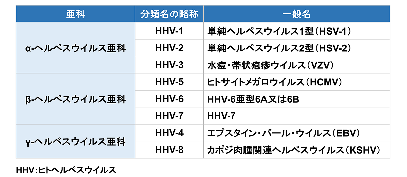 ヘルペスウイルスの分類