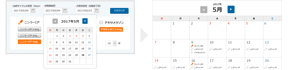 ニンラーロ_服薬カレンダの使い方②