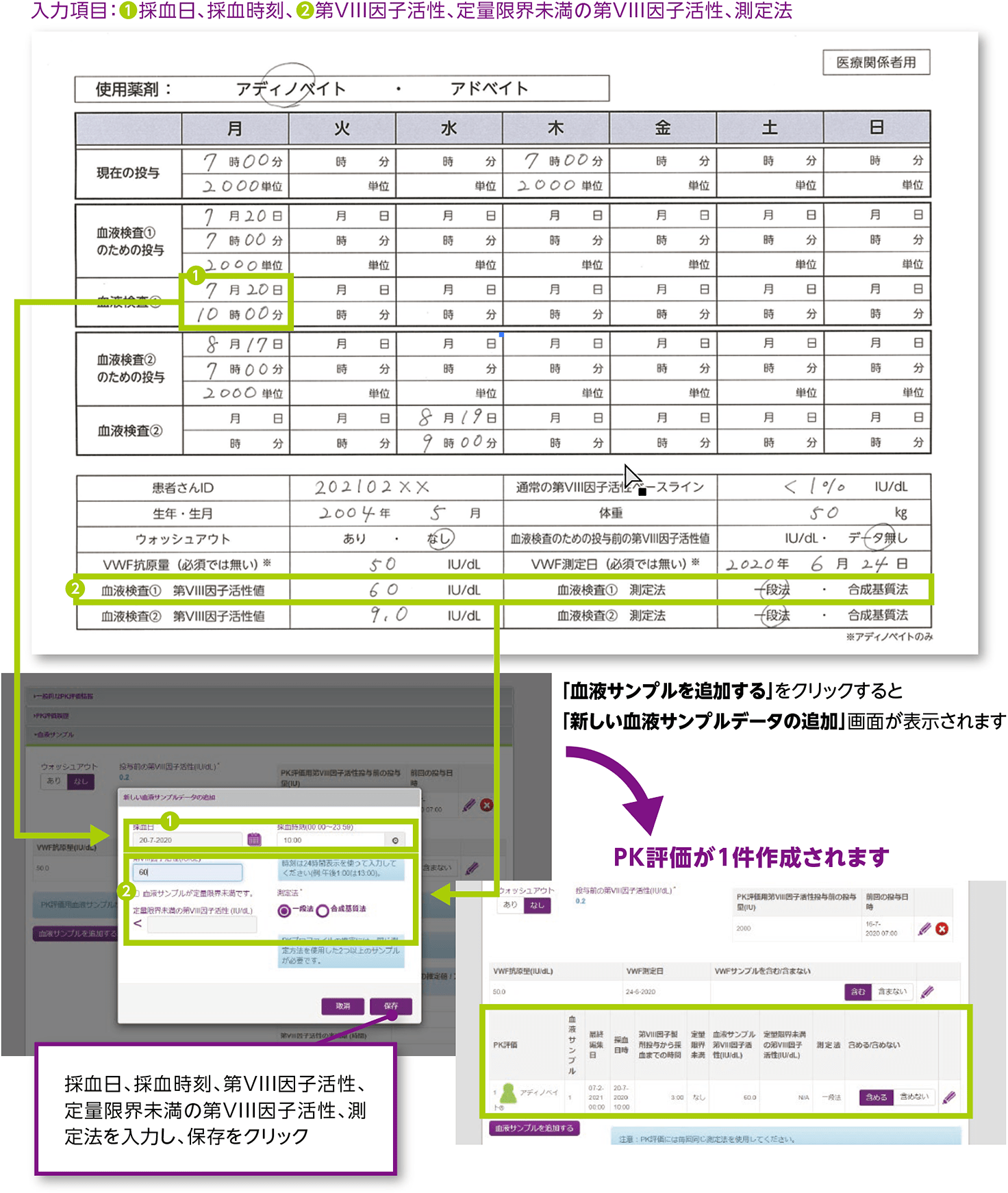 マイPKフィット®入力シート(記入例)