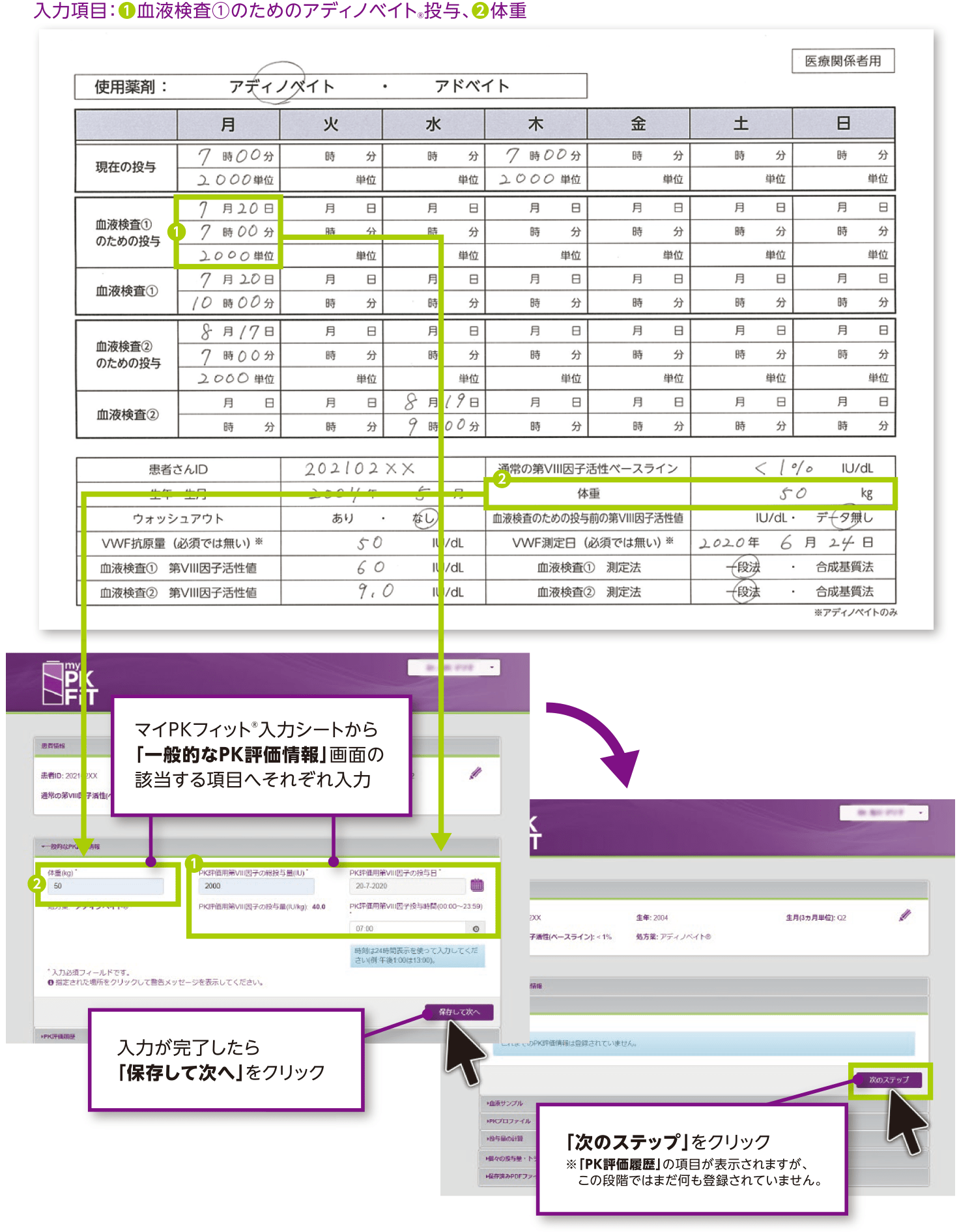 マイPKフィット®入力シート(記入例)