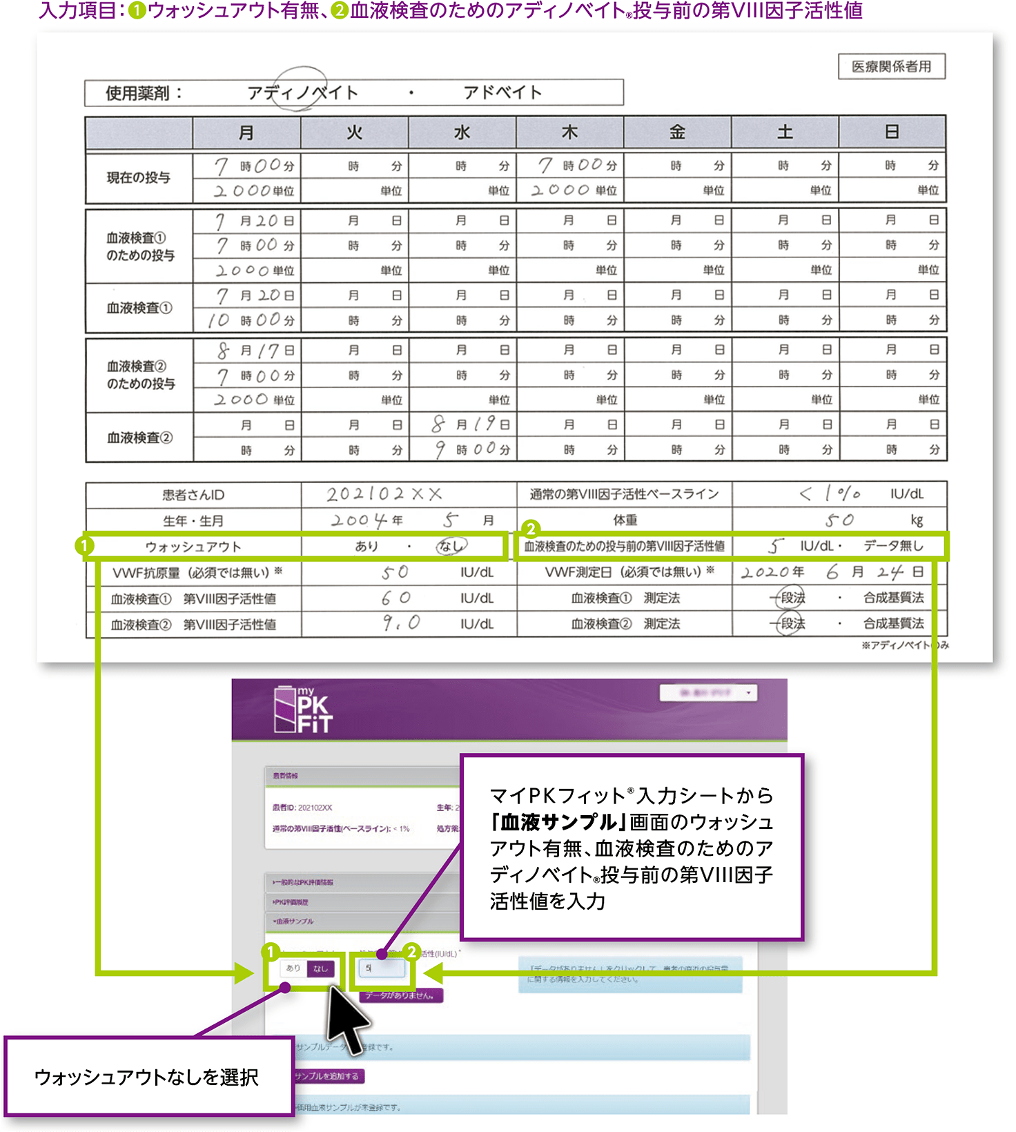 「血液サンプル」の入力方法-2